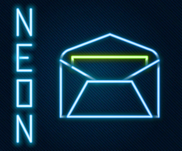 Gloeiende Neon Lijn Envelop Pictogram Geïsoleerd Zwarte Achtergrond Mailbericht Letter — Stockvector