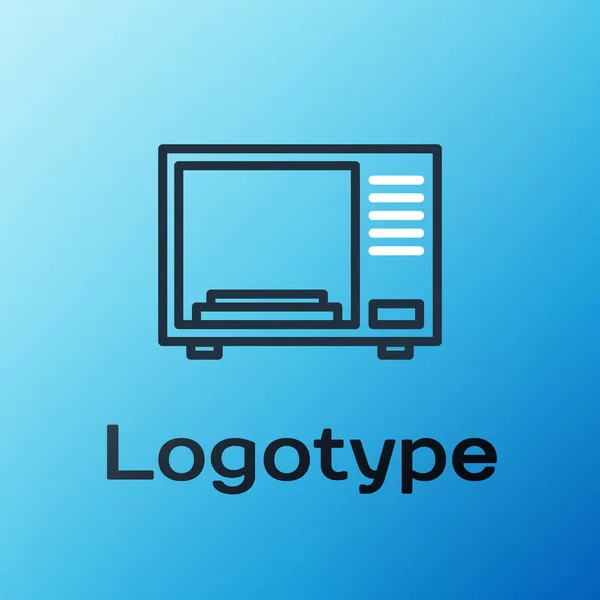 Line Magnetron Oven Pictogram Geïsoleerd Blauwe Achtergrond Pictogram Huishoudelijke Apparaten — Stockvector