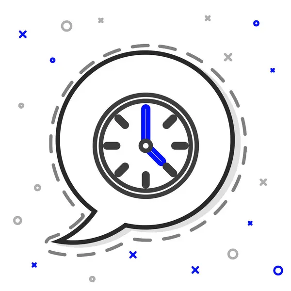 Line Clock Icoon Geïsoleerd Witte Achtergrond Tijdsymbool Kleurrijk Concept Vector — Stockvector