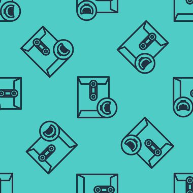 Avro sembollü siyah çizgi Zarfı yeşil arka planda izole edilmiş pürüzsüz desen. Maaş zammı, maaş bordrosu, tazminat geliri. Vektör İllüstrasyonu.