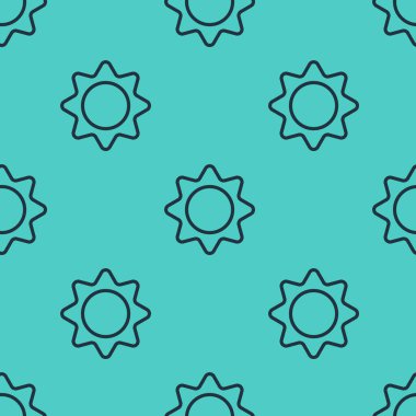 Siyah çizgi Sun simgesi yeşil arkaplanda izole edilmiş pürüzsüz desen. Yaz sembolü. Güneşli bir gün. Vektör İllüstrasyonu.