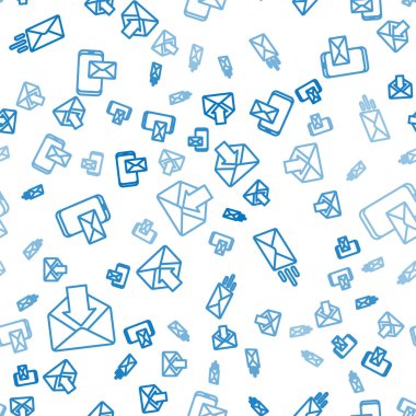 Zarfı, ekspres zarfı, cep telefonunu ve zarfı pürüzsüz desene göre ayarla. Vektör.