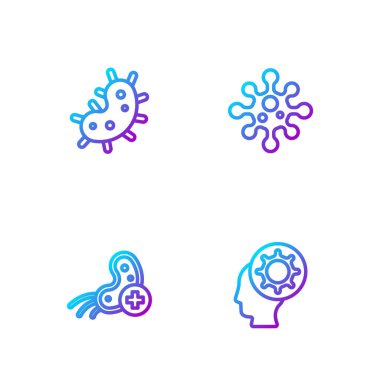 Hat insan ve virüs, Pozitif, Virüs ve... Renk simgeleri. Vektör.