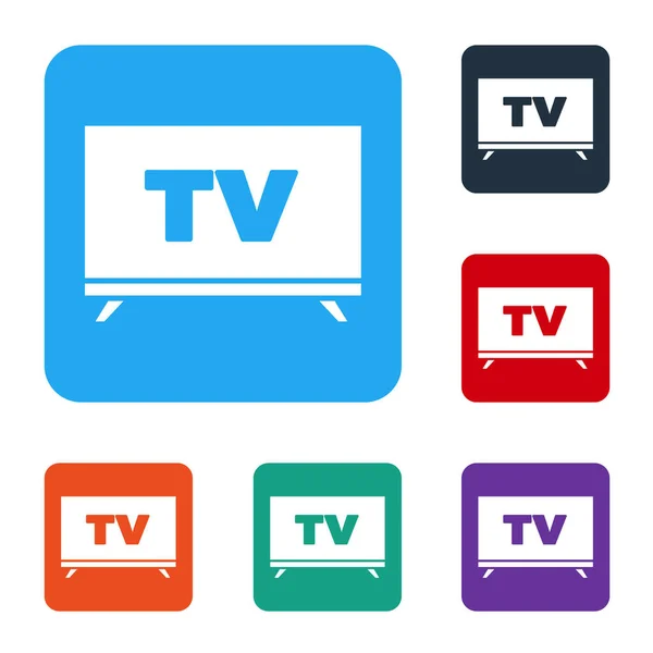 Beyaz Akıllı Simgesi Beyaz Arkaplanda Izole Edildi Televizyon Tabelası Renkli — Stok Vektör
