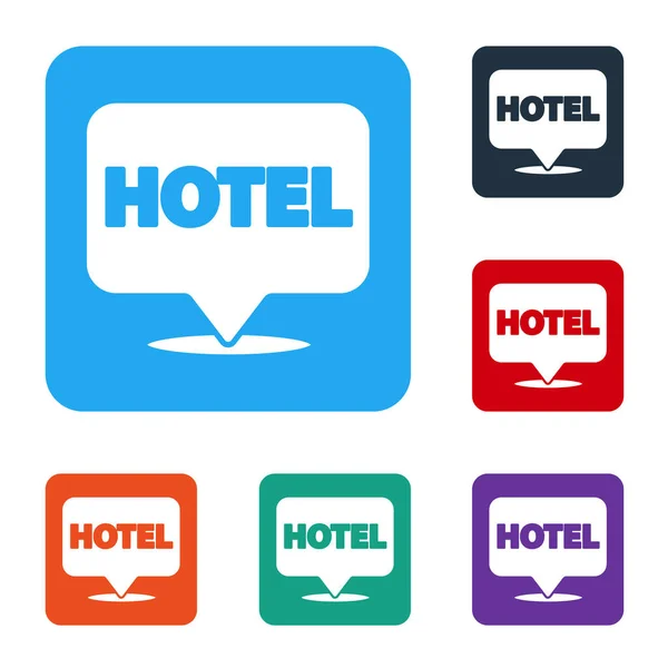 White Location Hotelsymbol Isoliert Auf Weißem Hintergrund Konzeptsymbol Für Hotel — Stockvektor