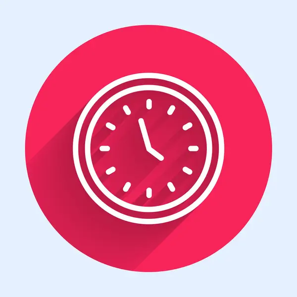 Icono Reloj Línea Blanca Aislado Con Sombra Larga Símbolo Tiempo — Vector de stock