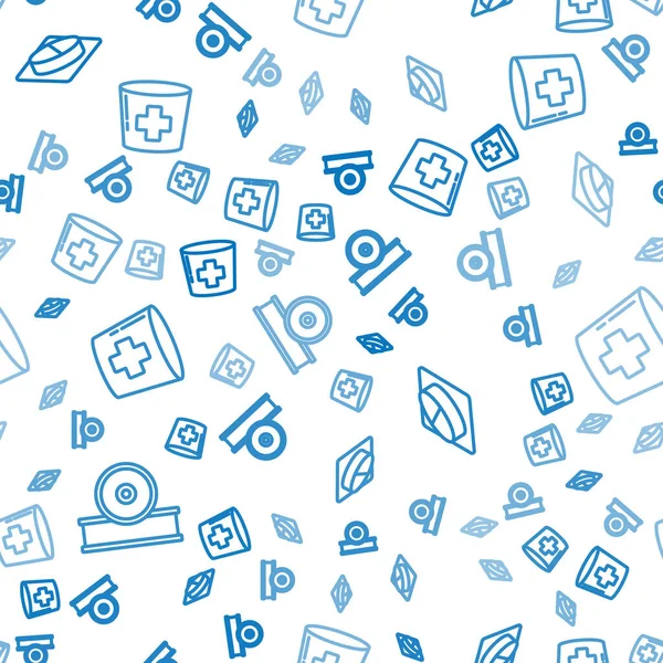 Otolaryngological baş reflektörü, ilaç hapı ya da tablet ve haç desenli hemşire şapkası ayarla. Vektör.