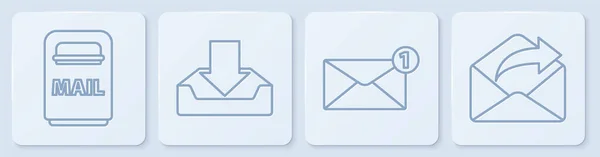 Ställ Rad Mail Box Envelope Ladda Ner Inkorg Och Utgående — Stock vektor