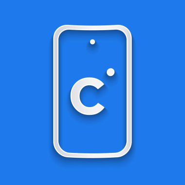 Kağıt kesiği Celsius simgesi mavi arkaplanda izole edilmiş. Kağıt sanatı tarzı. Vektör.