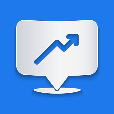 Kağıt kesiği, çizelge, çizelge, diyagram, bilgi, mavi arkaplanda izole edilmiş pasta grafik simgesi. Kağıt sanatı tarzı. Vektör.