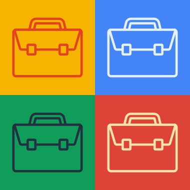Pop Art Line Evrak Çantası simgesi renk arkaplanında izole edildi. İş ilanı. İş portföyü. Vektör.
