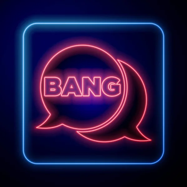 Leuchtende Neon Bang Boom Pistole Comic Text Sprechblase Ballon Symbol — Stockvektor