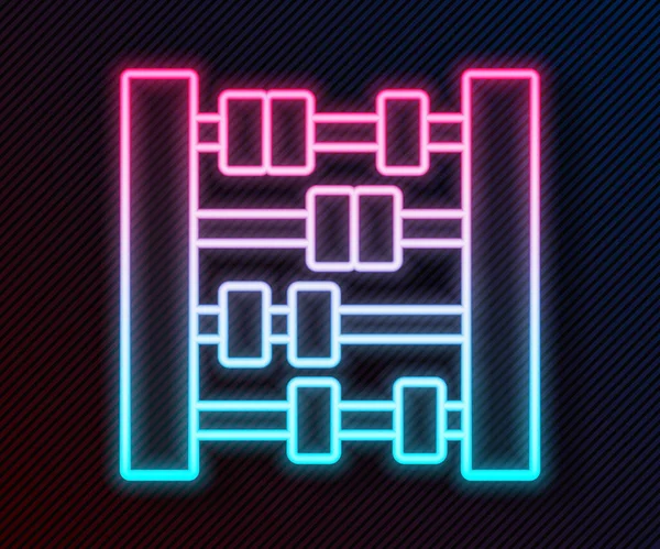 Leuchtendes Neonfarbenes Abacus Symbol Auf Schwarzem Hintergrund Traditioneller Zählrahmen Bildungszeichen — Stockvektor