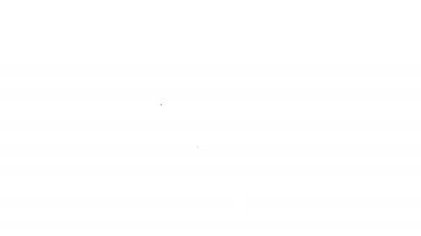 Beyaz arka planda siyah çizgi İşçi Kaskı simgesi izole edildi. 4K Video hareketli grafik canlandırması