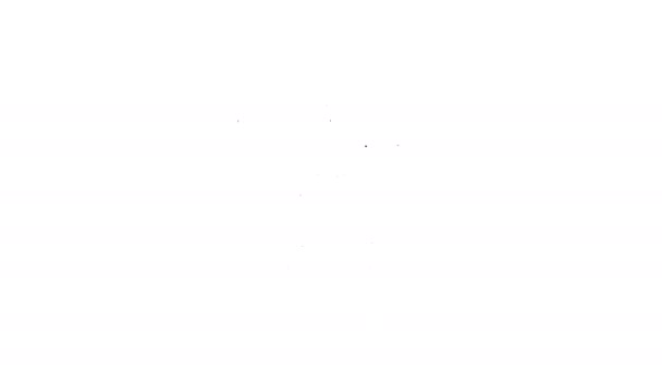 Linea nera Carta grafica per l'ingegneria e il disegno icona bussola isolata su sfondo bianco. Animazione grafica 4K Video motion — Video Stock