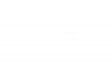 Siyah çizgi ofis zımbası simgesi beyaz arkaplanda izole edilmiş. Zımba, zımba, kağıt, karton, ofis malzemeleri. 4K Video hareketli grafik canlandırması