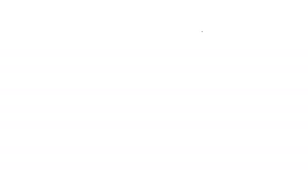 Línea negra Toalla en un icono de percha aislada sobre fondo blanco. Icono de toalla de baño. Animación gráfica de vídeo 4K — Vídeo de stock