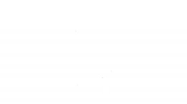 Beyaz arka planda siyah çizgi termos konteynır simgesi izole edildi. Termo matara ikonu. Kamp ve yürüyüş ekipmanları. 4K Video hareketli grafik canlandırması