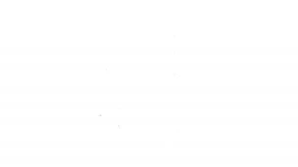 Černá čára Rychlá ulice vozík s potravinami ikona izolované na bílém pozadí. Městský stánek. Grafická animace pohybu videa 4K — Stock video