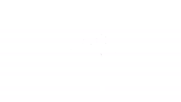 Linea nera Tagliatelle asiatiche in scatola di carta e bacchette icona isolata su sfondo bianco. Fast food di strada. Coreano, giapponese, cinese. Animazione grafica 4K Video motion — Video Stock