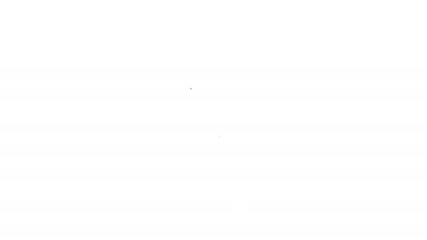 Czarna linia Ikona lodów odizolowana na białym tle. Słodki symbol. 4K Animacja graficzna ruchu wideo — Wideo stockowe