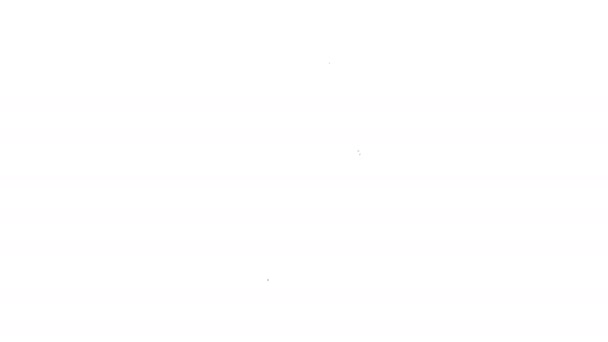 Czarna linia ikona Milkshake 'a izolowana na białym tle. Plastikowy kubek z pokrywką i słomką. 4K Animacja graficzna ruchu wideo — Wideo stockowe