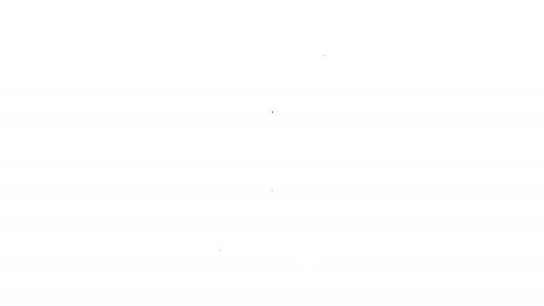 Linea nera Latta di soda con icona di paglia da bere isolata su sfondo bianco. Animazione grafica 4K Video motion — Video Stock