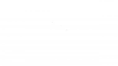 Siyah çizgi kâğıt alışveriş torbası ve beyaz arka planda izole edilmiş yiyecek ikonu. Yiyecek dükkanı, süpermarket. 4K Video hareketli grafik canlandırması