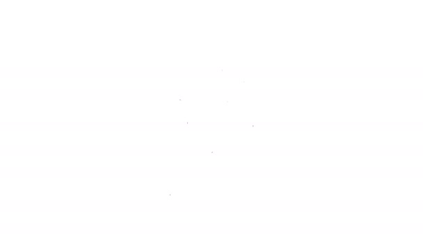 Czarna linia azjatycki makaron w pudełku papieru i pałeczki ikona izolowane na białym tle. Jedzenie na ulicy. Koreańskie, japońskie, chińskie jedzenie. 4K Animacja graficzna ruchu wideo — Wideo stockowe