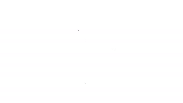 Schwarze Linie Plate Symbol isoliert auf weißem Hintergrund. Bestecksymbol vorhanden. Restaurant-Schild. 4K Video Motion Grafik Animation — Stockvideo