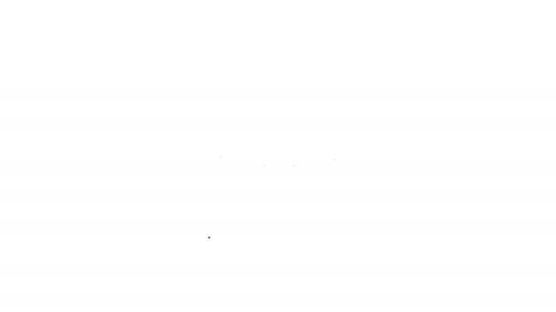 Schwarze Linie Pizza in Karton-Symbol isoliert auf weißem Hintergrund. Box mit Layout-Elementen. 4K Video Motion Grafik Animation — Stockvideo