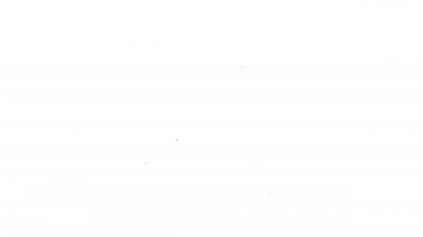 Beyaz arkaplanda izole edilmiş karton kutu simgesiyle siyah çizgi ölçeklendirmesi. Lojistik ve teslimat. Dağıtım paketinin ağırlığı bir ölçekte. 4K Video hareketli grafik canlandırması