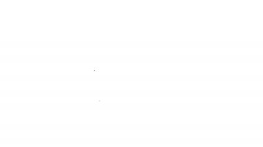 Siyah hat uçak bileti ikonu beyaz arka planda izole edildi. Uçak bileti. 4K Video hareketli grafik canlandırması