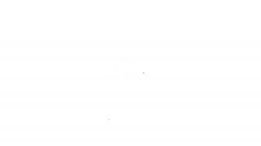 Beyaz arkaplanda izole edilmiş biyometrik veri simgesine sahip siyah çizgi pasaportu. Kimlik belgesi. 4K Video hareketli grafik canlandırması