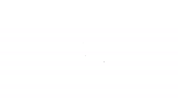 Linea nera Ruota ingranaggio con icona della confezione isolata su sfondo bianco. Scatola, pacco, cartello del pacco. Consegna e confezionamento. Animazione grafica 4K Video motion — Video Stock