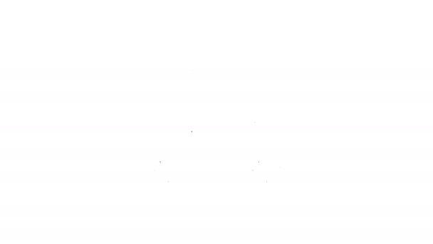 Línea negra Logística camión de reparto y reloj icono aislado sobre fondo blanco. Icono de tiempo de entrega. Animación gráfica de vídeo 4K — Vídeo de stock
