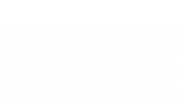 Černá čára Dodávka zabezpečení s ikonou štítu izolované na bílém pozadí. Poštovní pojištění. Pojištěné kartónové krabice za štítem. Grafická animace pohybu videa 4K — Stock video