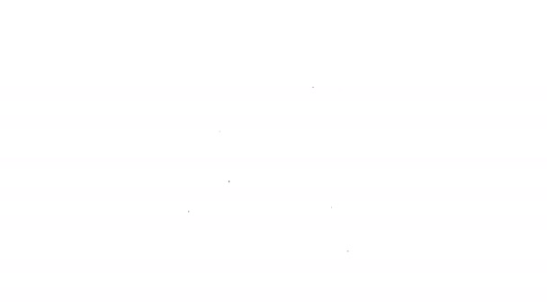 Černá čára Měřítko s ikonou lepenkové krabice izolované na bílém pozadí. Logistické a doručovací. Hmotnost dodávkového balení v měřítku. Grafická animace pohybu videa 4K — Stock video