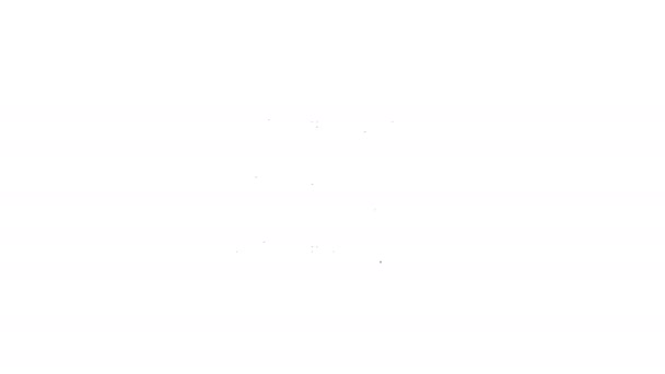 Черная линия Доставка по всему миру и картонная коробка значок изолированы на белом фоне. Видеографическая анимация 4K — стоковое видео