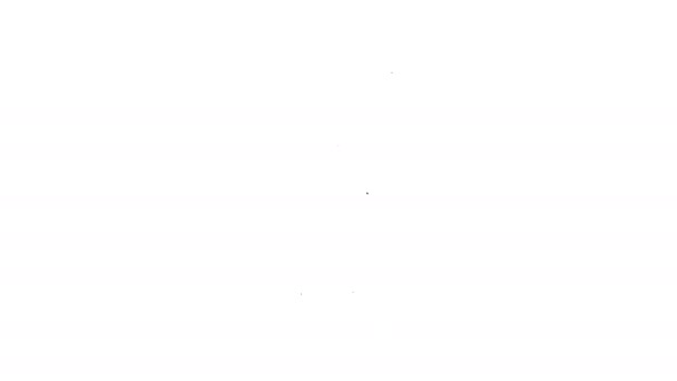 Черная линия крем от загара в трубке значок изолирован на белом фоне. Защита кожи от солнечного ультрафиолетового света. Видеографическая анимация 4K — стоковое видео