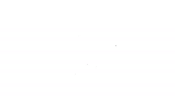 Черная линия Онлайн бронирование отелей значок изолирован на белом фоне. Концепция дизайна онлайн бронирования для монитора компьютера. Видеографическая анимация 4K — стоковое видео