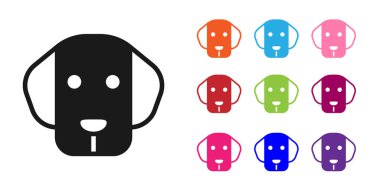 Siyah Köpek simgesi beyaz arkaplanda izole edildi. Simgeleri renklendirin. Vektör.