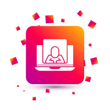 White Online psikolojik danışmanlık mesafesi ikonu beyaz arka planda izole edildi. Psikoterapi, psikolojik yardım, online psikiyatrist danışmanlığı. Kare renk düğmesi. Vektör.