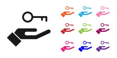 Psikoloji ikonundaki soruna Siyah Çözüm beyaz arka planda izole edildi. Anahtar. Akıl sağlığı terapisi. Simgeleri renklendirin. Vektör.