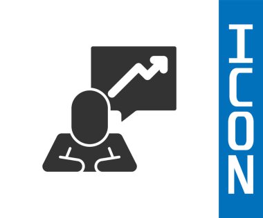 İdari simgelerden oluşan bir ekibin gri lideri beyaz arka planda izole edildi. Vektör.