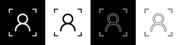 Gesichtserkennungssymbol Isoliert Auf Schwarzem Und Weißem Hintergrund Setzen Gesichtserkennungsscanner Symbol — Stockvektor