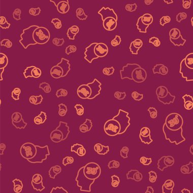 Kahverengi çizgi yüksek insan vücut ısısı ya da ateş ikonu kırmızı arka planda izole edilmiş dikişsiz desen. Hastalık, soğuk algınlığı, grip belirtileri. Vektör.