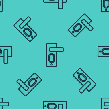 Siyah çizgi parmak izi kapı kilidi simgesi yeşil arka planda izole edilmiş pürüzsüz desen. Kimlik uygulaması simgesi. Kimlik işareti. Kimliğe dokun. Vektör.