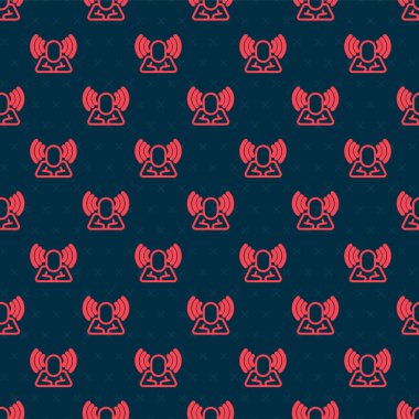 Kırmızı çizgi kafa avlama ikonu siyah arka planda izole edilmiş pürüzsüz desen. İş hedefi ya da İstihdam tabelası. İş için insan kaynakları ve adam toplama. Vektör.