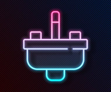 Siyah zemin üzerinde su musluğu simgesi olan parlak neon hat helvası. Vektör.